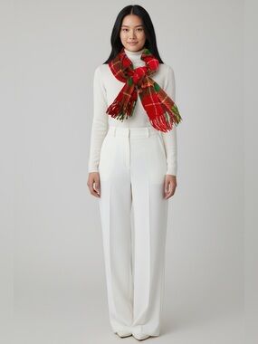 Red Plaid Fringe Scarf - Women Accessories